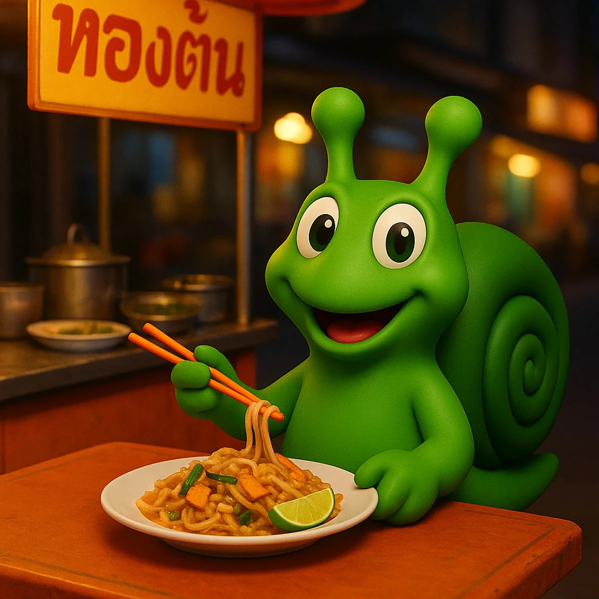 Slugsy eating noodles